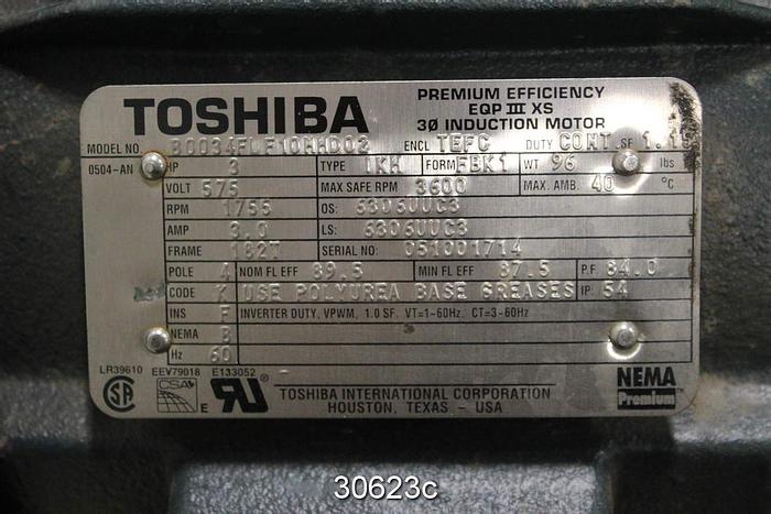 Used Toshiba B0034FLF10MHD02 3 hp AC-Motor #30623