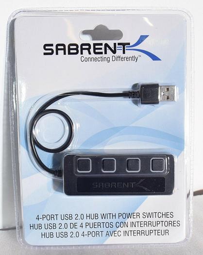 Used Sabrent HB-UMLS 4-Port USB 2.0 HUB with Power Switches and LED Indicator