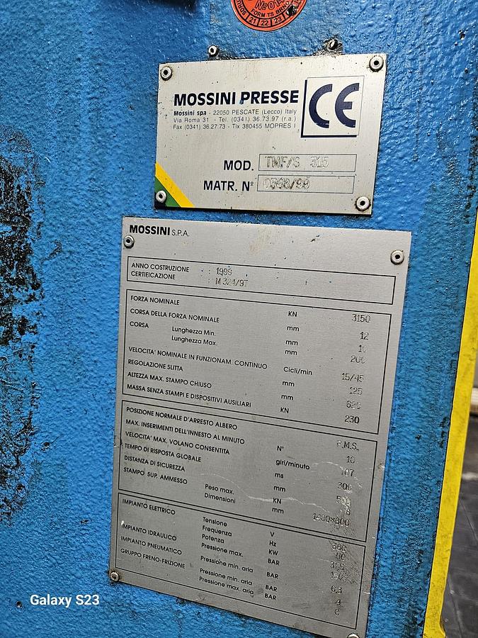 Usato Pressa Mossini 315 ton