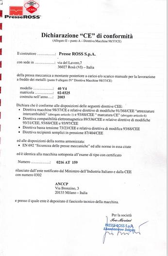 Usato PRESSA ROSS 40 CE