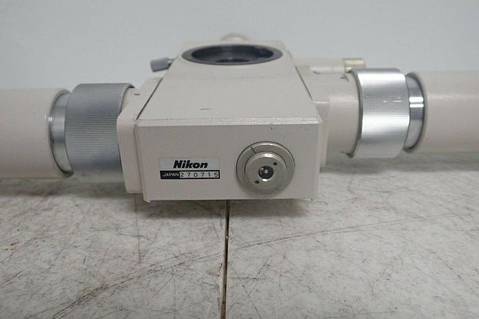 Used Nikon Dual-Head Teaching Microscope Extension Tubes w/ Beam Splitter, 2 Stands