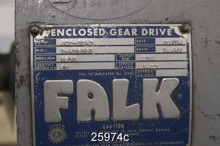 Used Falk 6C2-02A3 Enclosed Gear Drive, Ratio 7.645/1 #25974