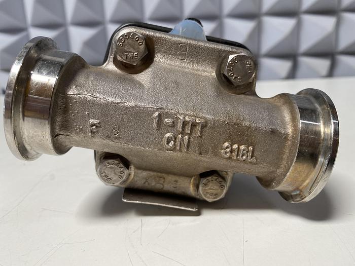 Used ITT Pure-Flo  316L Stainless Steel CWP150 Diaphragm Valve w/ 1" Sanitary Fittings