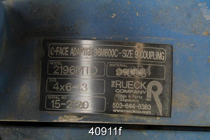 Used Rueck 2196 MTO 4x6x13, SS Casing, 6-Vane SS Impeller #40911