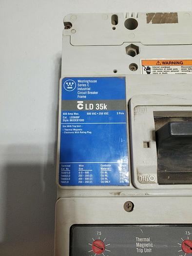 Westinghouse Series C circuit breaker LD3600F with LT3600T used (z1)