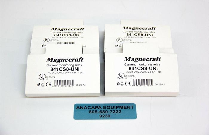 Used Magnecraft 841CS8-UNI Current Monitoring Relay 240VAC DC24V Lot of 4 New (9239)K 8595188111942
