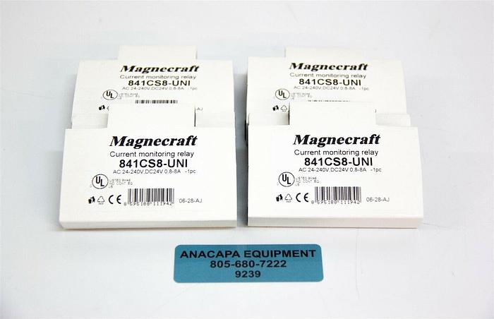 Magnecraft 841CS8-UNI Current Monitoring Relay 240VAC DC24V Lot of 4 New (9239)K