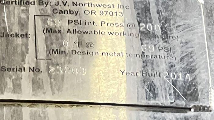 Used Tank, 3,100 Gallon, S/st, Jkt, 100 BBL Fermenting Tank, JVNW #C744694