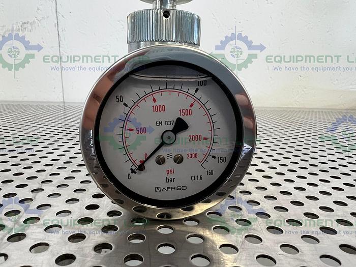 Used Afriso  Glycerine filled Bourdon Tube Pressure Gauges 0-2300 PSI 0-160 Bar