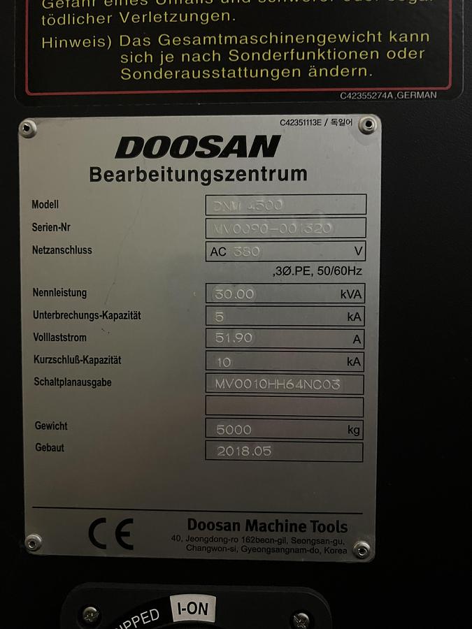 Gebraucht Bearbeitungszentrum DOOSAN DNM4500
