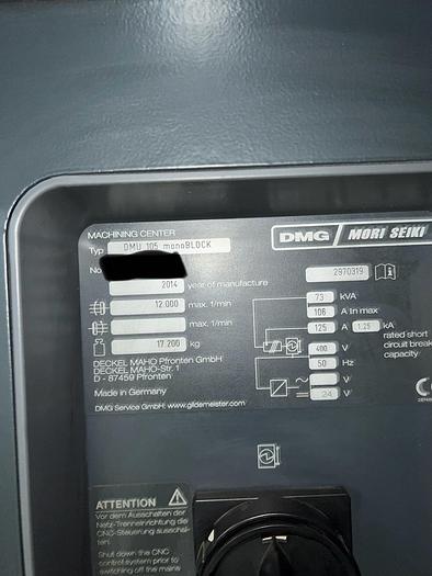 Used Bearbeitungszentrum DMU105 monoBlock