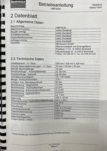 Gebraucht Bandsäge Behringer HBP303A
