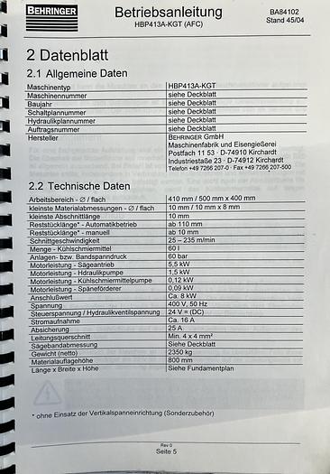 Gebraucht Bandsäge Behringer HBP413A KGT