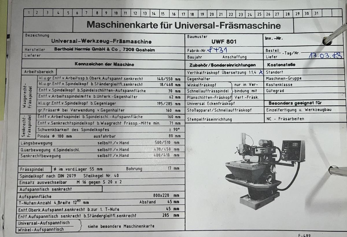 Gebraucht Fräsmaschine Hermle UWF801
