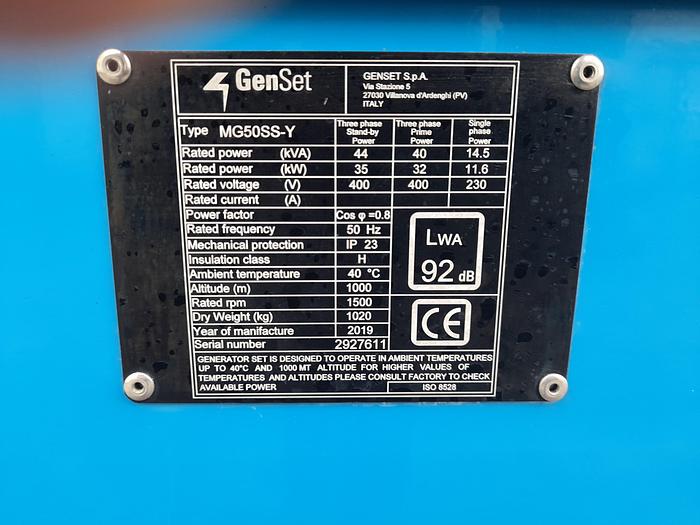 Used 2019 GENSET MG 50 SS-Y