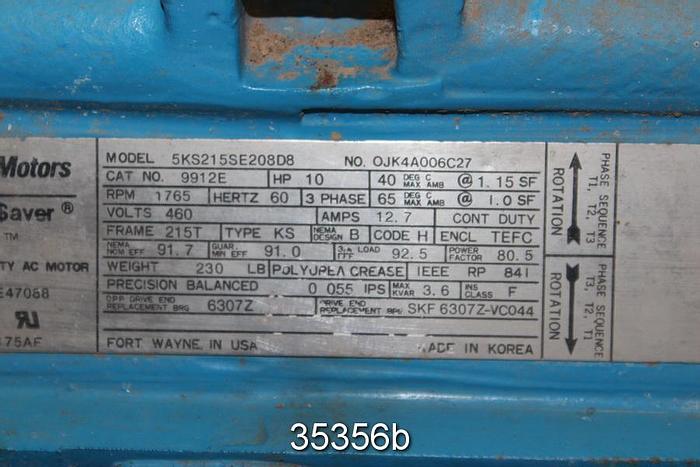 Used General Electric MKS215SE208D8 10 Hp, 1765 RPM, 460 Volts, 215T Frame Ac Motor #35356