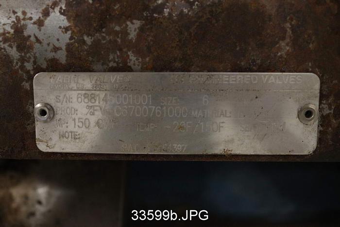 Used Fabri 6" Air Operated Knife Gate Valve #33599