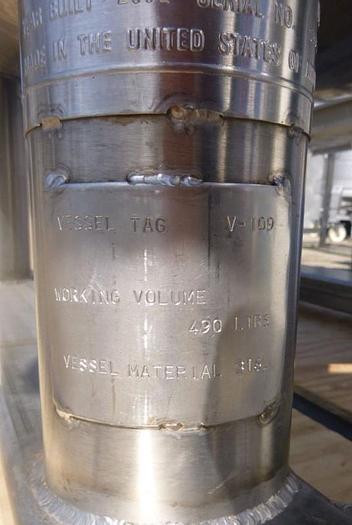Used Tank, 125 Gallon, 316 Stainless Steel,  FV, 30 PSI, Fieldmeier, 24" X 52", #S743747