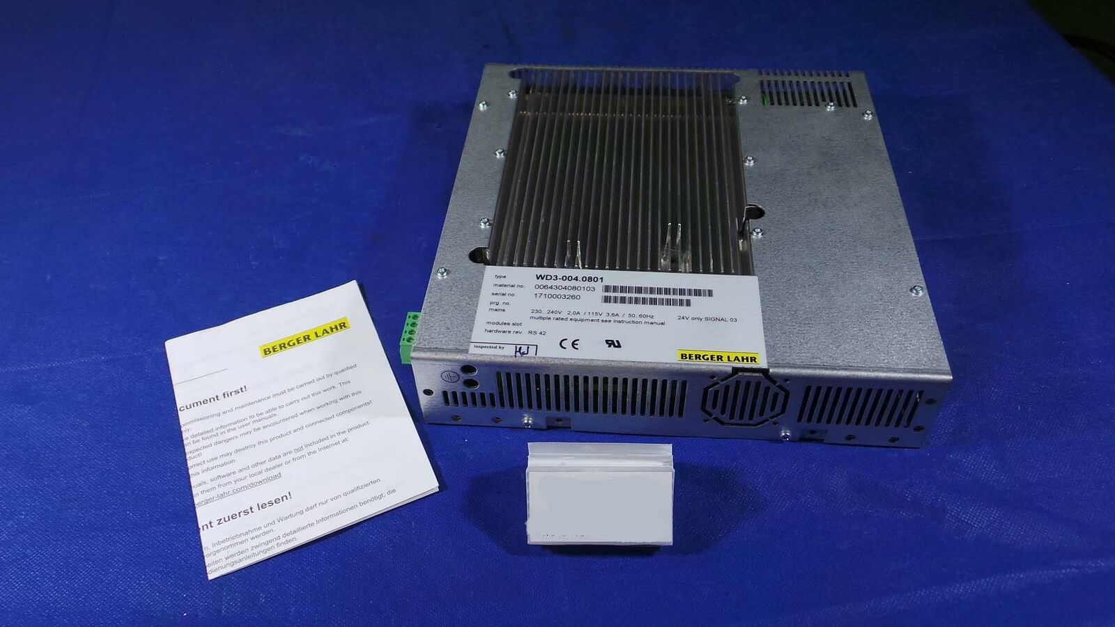 Used Berger Lahr WD3-004.0801 Servo Driver,230/240V 2.0A/115v 3.6A/50-60 Hz Rev RS42 Controlle