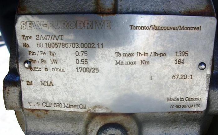 Used Conveyor, Belt, 10" x 9', 90 Deg, S/st, 3/4 Hp #S741353