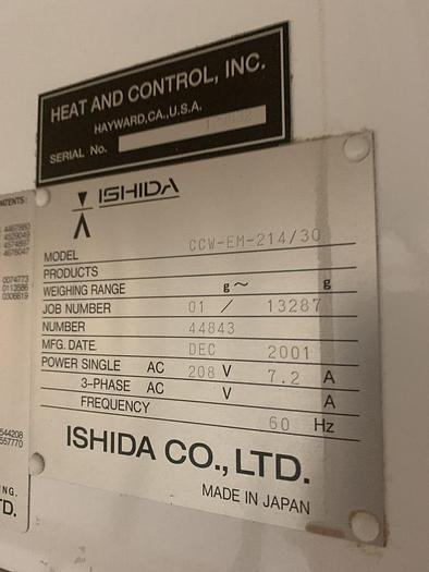 Used Scale, Combination, Ishida, Mdl CCW-EM-214/30, Ilapak Bagger #L743407