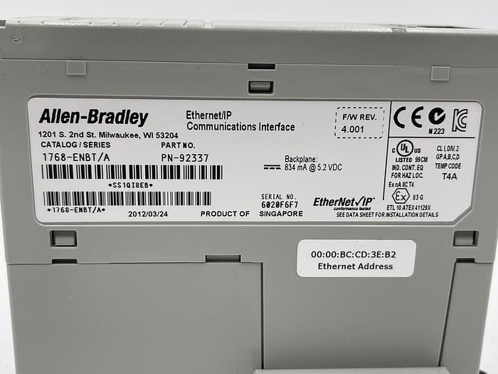 Used Allen-Bradley 1768-ENBT Ser A