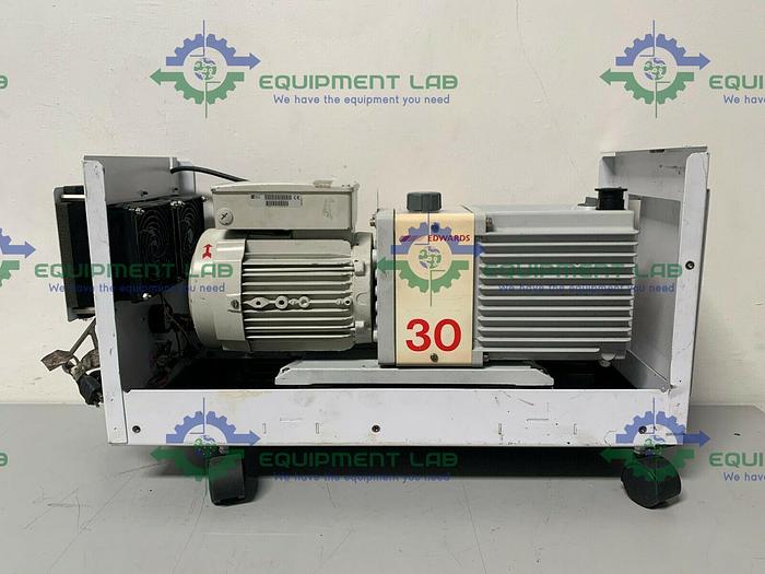 Used Edwards EXM30 Rotary Vane Vacuum Pump w/ Soundproof Enclosure 220/240V