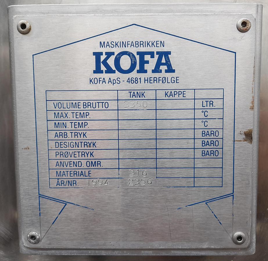 Used Tank, rustfrit syrefast stål - KOFA