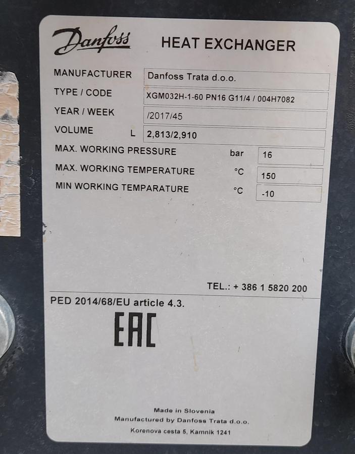 Used Pladevarmeveksler, rustfrit stål - Danfoss