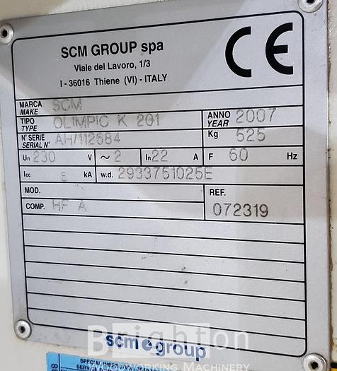 Used 2007 SCM Olimpic K201 Used Edgebander