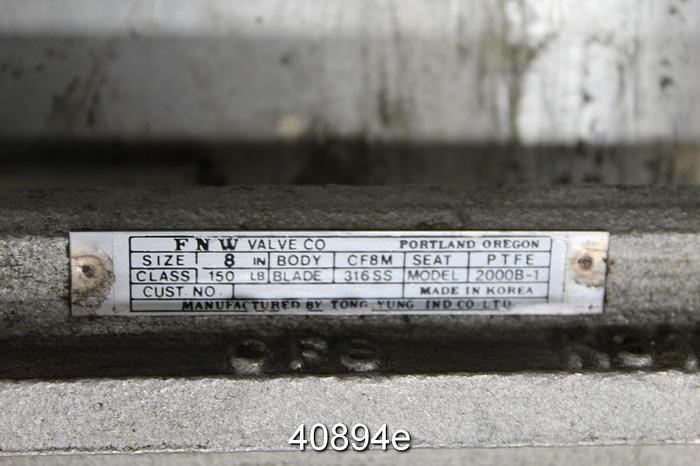 Used 8" FNW Hand Operated Knife Gate Valve #40894