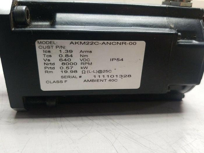 Used KOLLMORGEN 3 PMSERVO MOTOR AKM22C-ANCNR-00