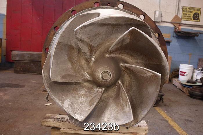 Used Goulds 3175 Pump, 3175L, 18X18X22, 6-Vane Impeller, 20" Impeller Diameter, Ss Casing, Ss Impeller, Ss Stuffing Box, Ss Suction Side Plate, Packing #23423