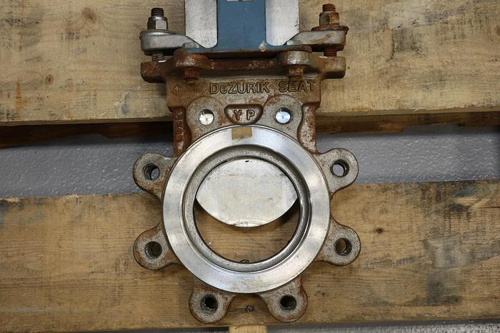 Used Dezurik 4" Hand Operated Knife Gate Valve #44241