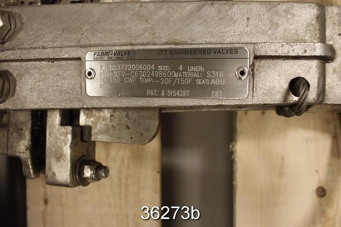 Used Fabri 4" Hand Operated Knife Gate Valve #36273