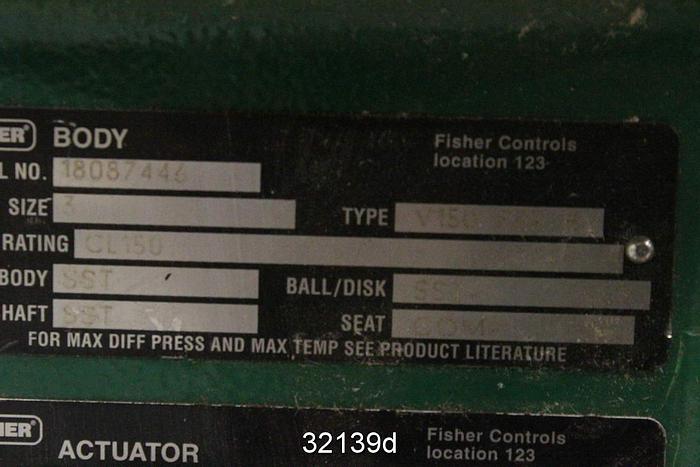 Used Fisher V150 Ser-B 3" Vee-Ball Control Valve #32139