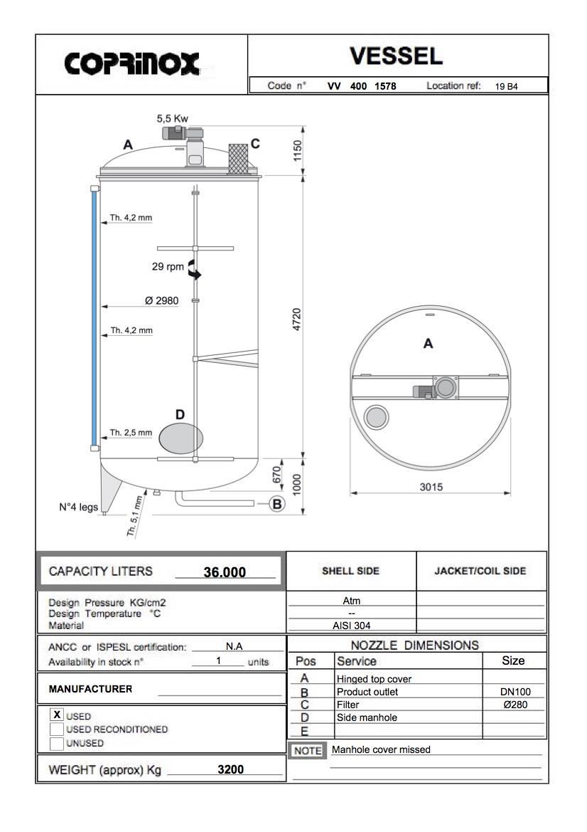Usato Serbatoio con agitatore, da 36000 Litri
