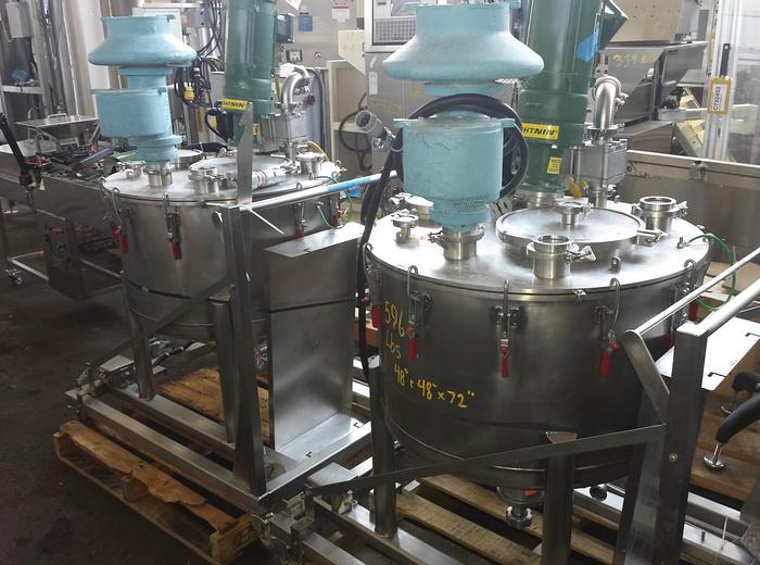 Used Tank, 55 Gallon, S/st, 30" x 18", Agit, FT/CB, Solvent, #S739052