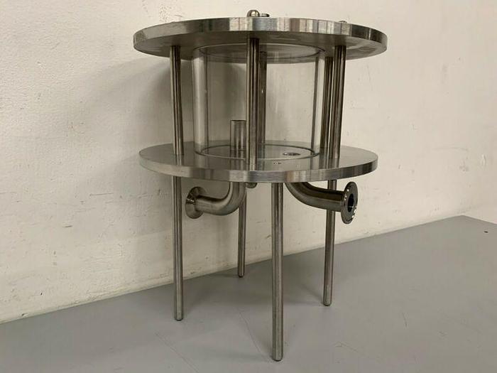 Used Glass Chromatography Column 2.3 Liter Sample Tank w/ 1" & 3/4" Sanitary Fittings