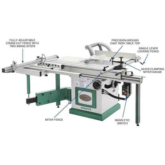 Grizzly G0623X - 10" 5 HP 230V Sliding Table Saw