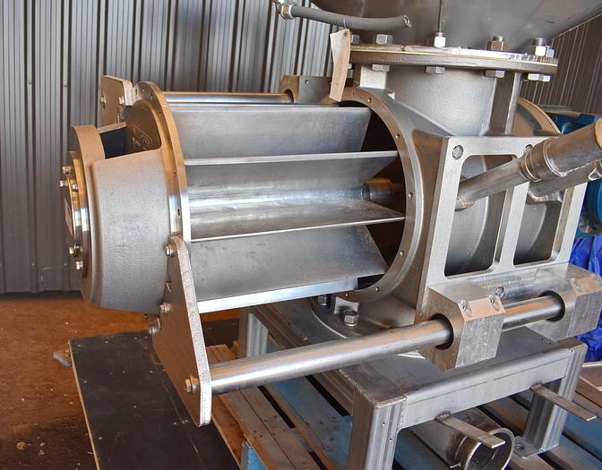 Used USED ROTARY AIR LOCK VALVE, SIZE: 14" X 14", STAINLESS STEEL, CLEAN-IN-PLACE