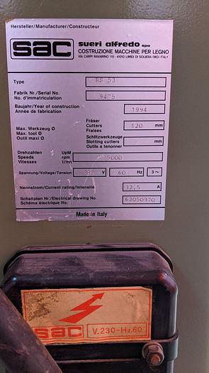 Used SAC RS53 20'' Planer Tersa Head