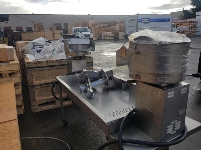 Used Cretors 60 oz. Twin Giant Electric Pedestal Popper on 7' Knock Down Table