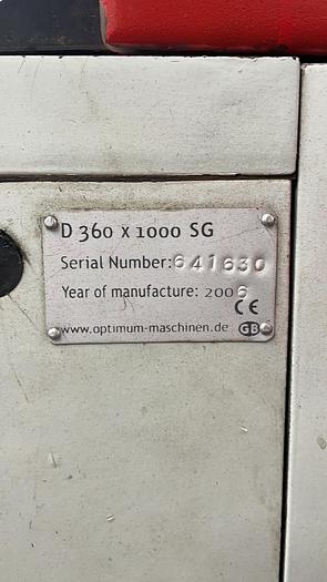 Used 2006 Optimum D360 x 1000 Manual Centre Lathe