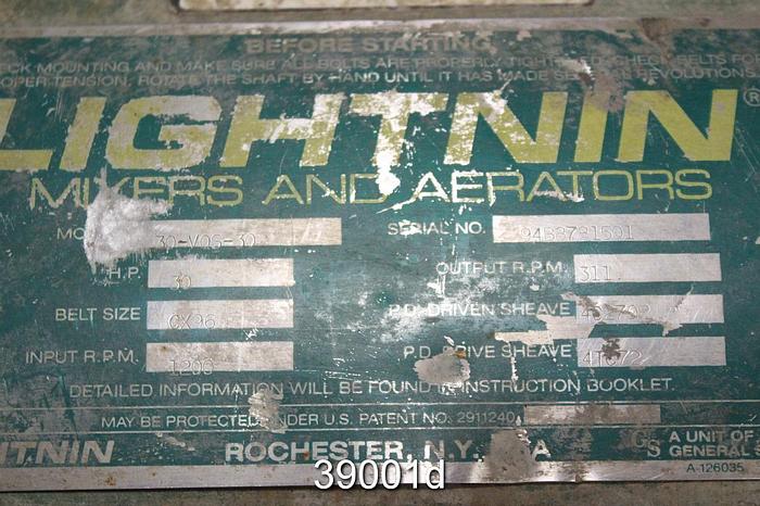 Used Lightnin 30-VQS-30 Side Mount Agitator #39001
