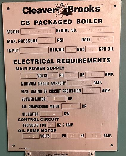 Used 2001 Cleaver Brooks CBI200-150LE