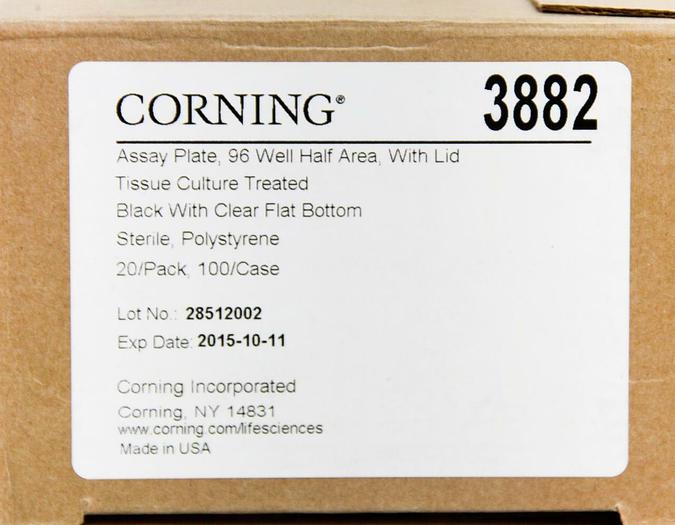 Corning Assay Plate 96 Well Half Area W/ Lid 3882 Sterile Case of 99, NEW (4736)