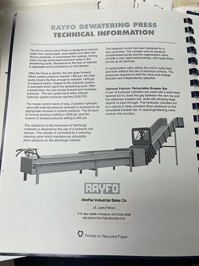 Used RAYFO DEWATERING PRESS/ COMPACTOR  SS