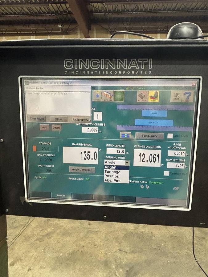 Used Cincinnati Proform 175 ton x 10' CNC Press Brake