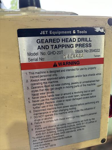 Used Jet Geared Drill & Tapping Press